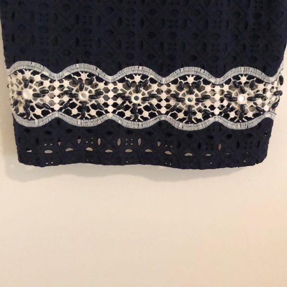 Calypso St. Barth Navy Blue & Ivory Eyelet Dress - Picture 4 of 4